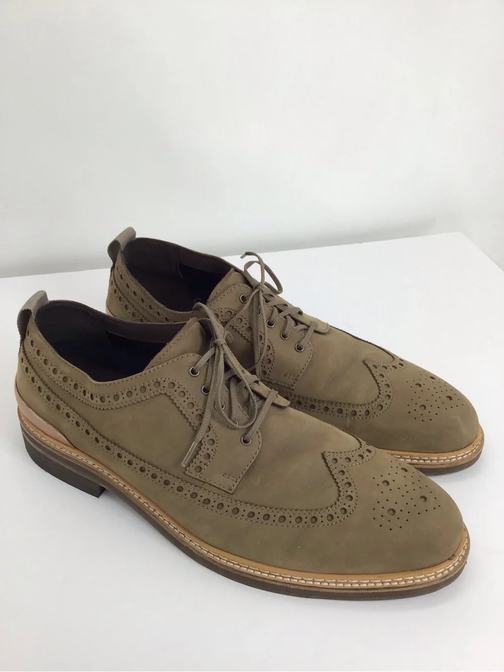 Cole Haan Men’s Davidson Riverstone Grand Wingtip Oxford Leather Taupe Size 12